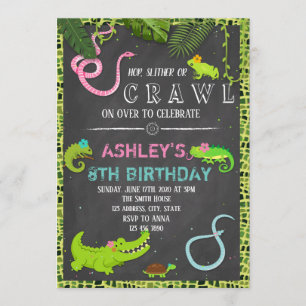 Invitation à la fête d'anniversaire des reptiles