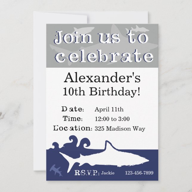 Invitation à la fête d'anniversaire des requins (Devant)
