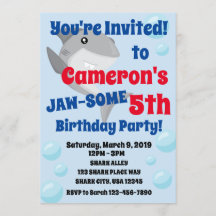 Invitation à la fête d'anniversaire des requins po