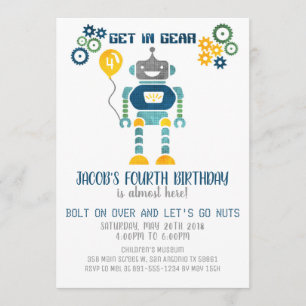 Invitation à la fête d'anniversaire des robots