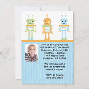 Invitation à la fête d'anniversaire des robots