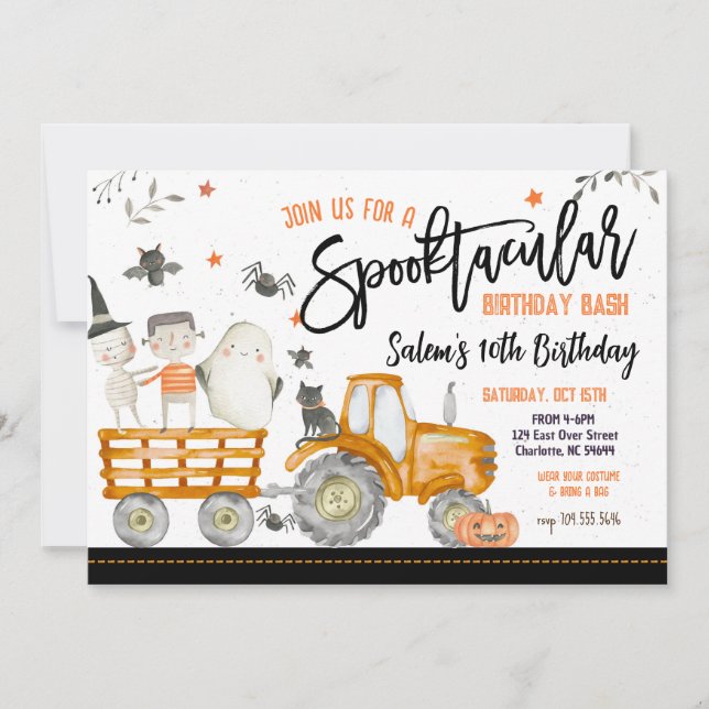Invitation à la fête d'anniversaire d'Halloween, (Devant)