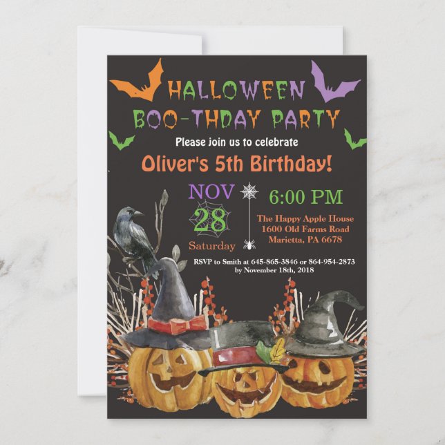 Invitation à la fête d'anniversaire d'Halloween (Devant)