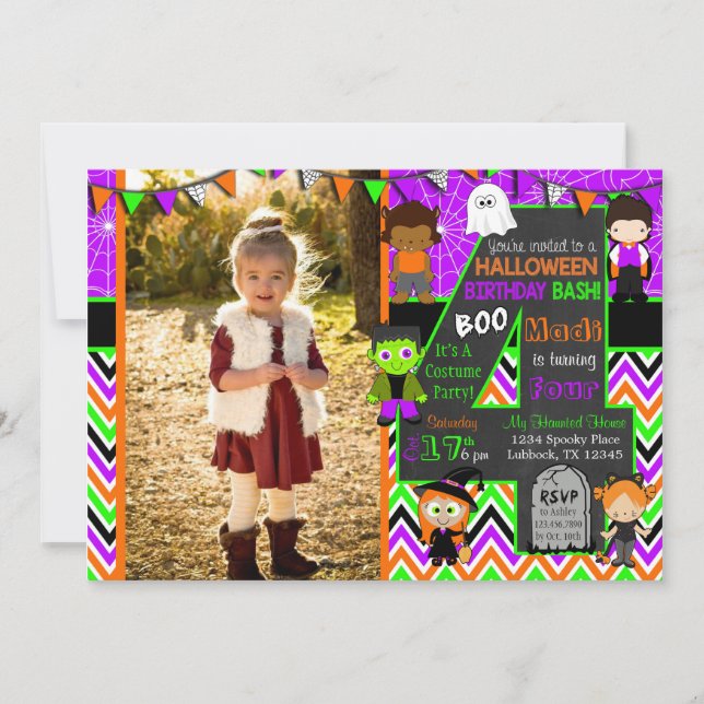 Invitation à la fête d'anniversaire d'Halloween (Devant)