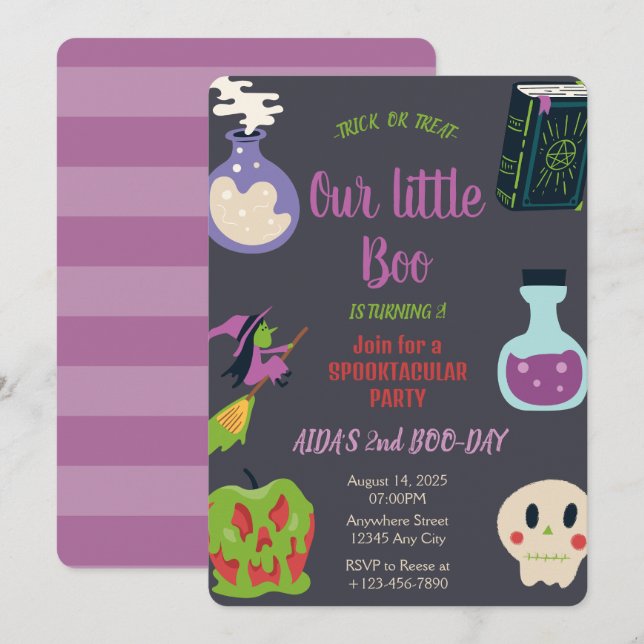 Invitation à la fête d'anniversaire d'Halloween éf (Devant / Derrière)