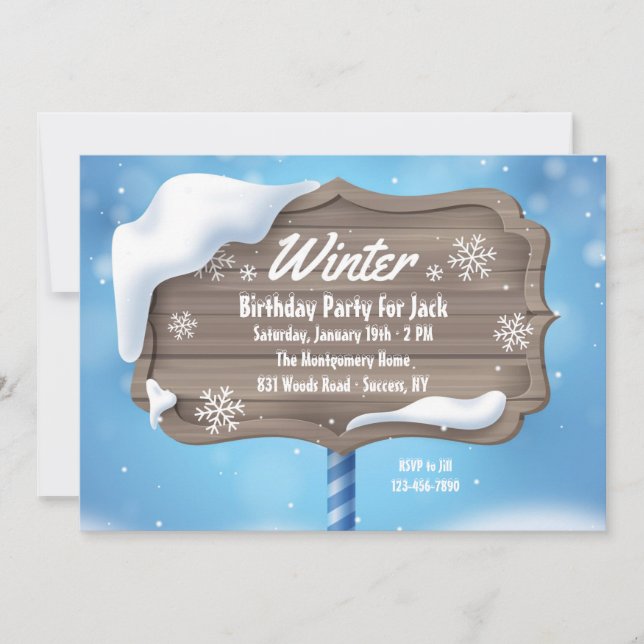 Invitation à la fête d'anniversaire d'hiver (Devant)