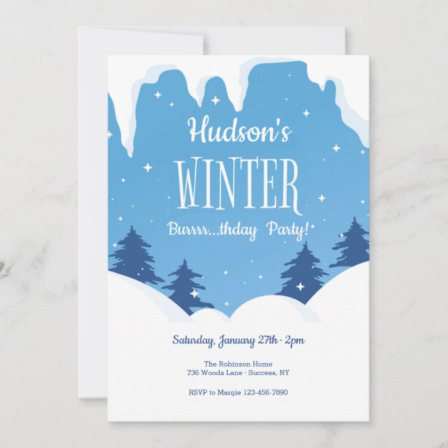 Invitation à la fête d'anniversaire d'hiver (Devant)