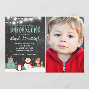 Invitation à la fête d'anniversaire d'hiver ONE de