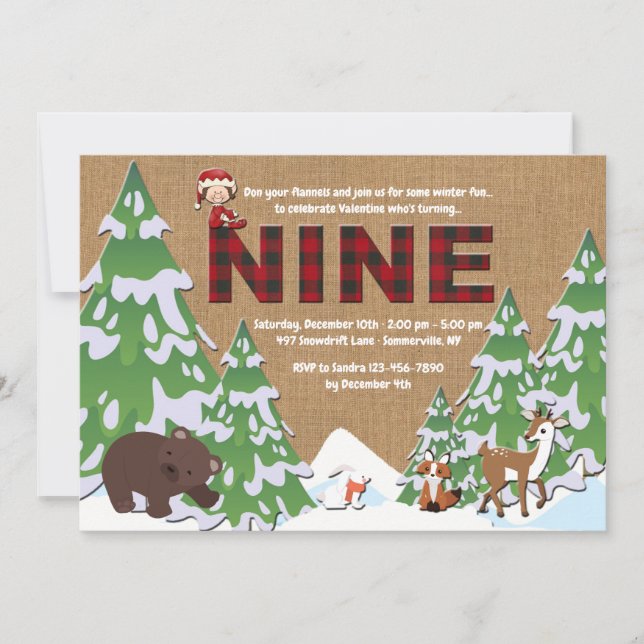 Invitation à la fête d'anniversaire d'hiver pour l (Devant)