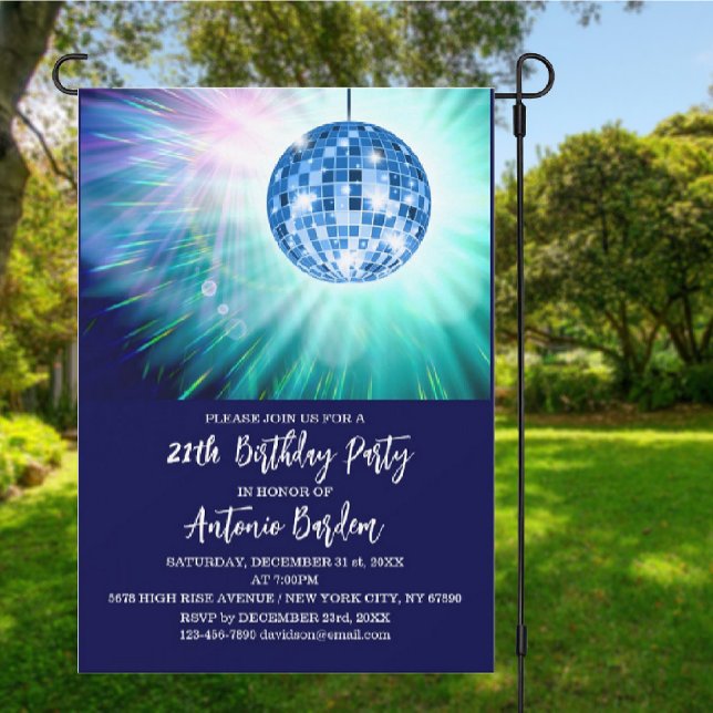 Invitation à la fête d'anniversaire Disco 21 ans (Créateur téléchargé)