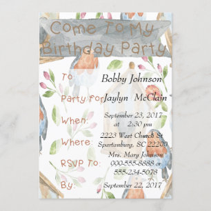 Invitation à la fête d'anniversaire d'oiseaux et d