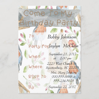 Invitation à la fête d'anniversaire d'oiseaux et d