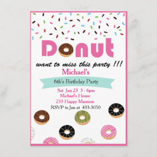 Invitation à la fête d'anniversaire Donut