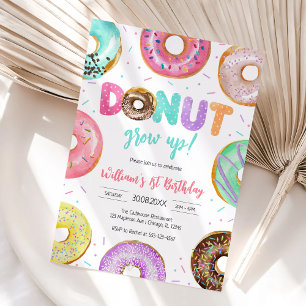 Invitation à la fête d'anniversaire Donut Grow Up