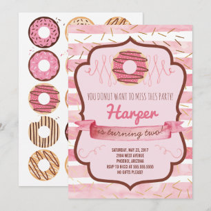 Invitation à la fête d'anniversaire Donut pour une