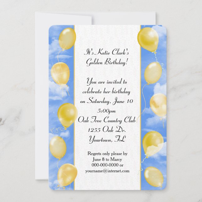 Invitation à la fête d'anniversaire d'or (Devant)