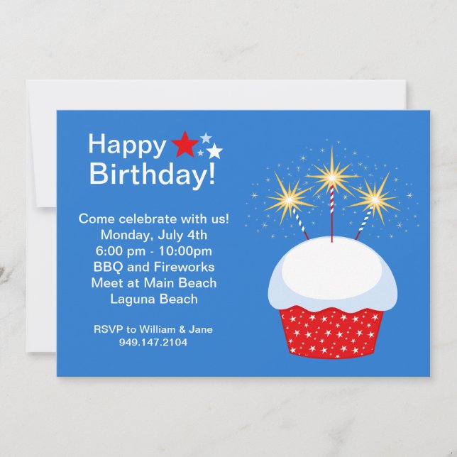 Invitation à la fête d'anniversaire du 4 juillet (Devant)