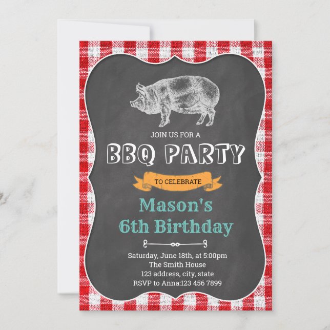 Invitation à la fête d'anniversaire du barbecue ba (Devant)