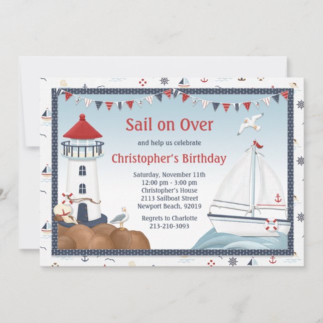 Invitation à la fête d'anniversaire du bateau à vo (Devant)