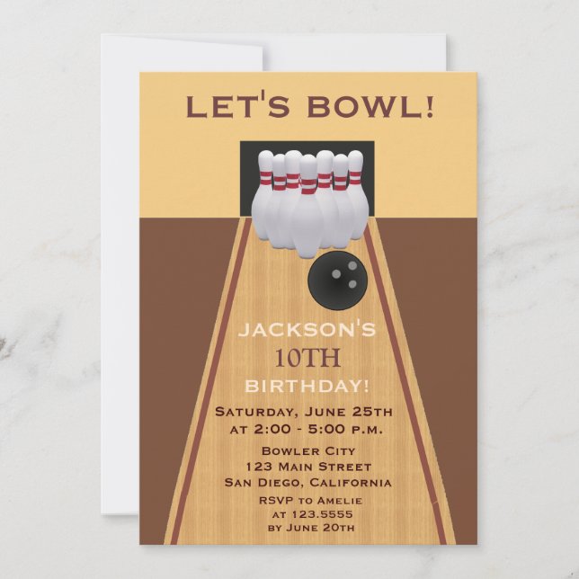 Invitation à la fête d'anniversaire du Bowling Bro (Devant)