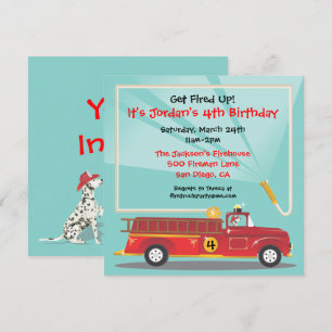 Invitation à la fête d'anniversaire du camion-feu