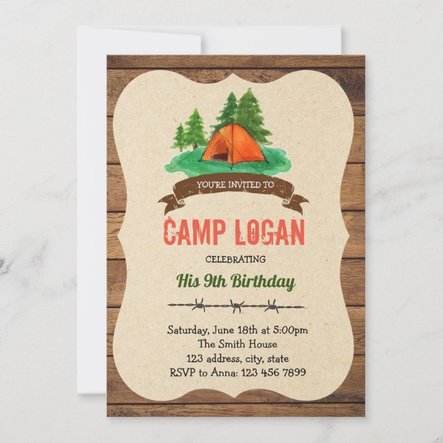 Invitation à la fête d'anniversaire du camp (Devant)