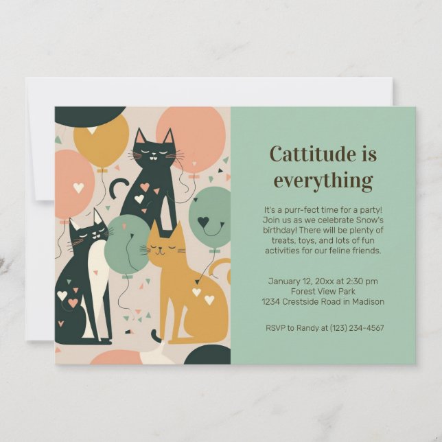 Invitation à la fête d'anniversaire du chat (Devant)