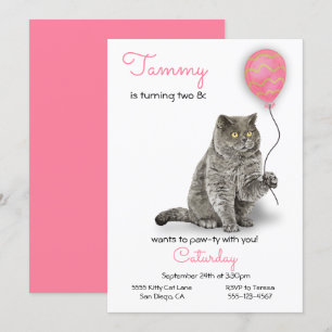 Invitation à la fête d'anniversaire du chat
