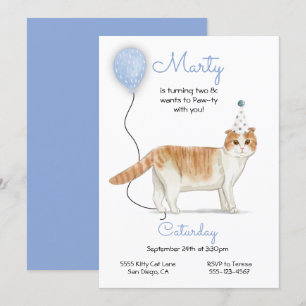 Invitation à la fête d'anniversaire du chat