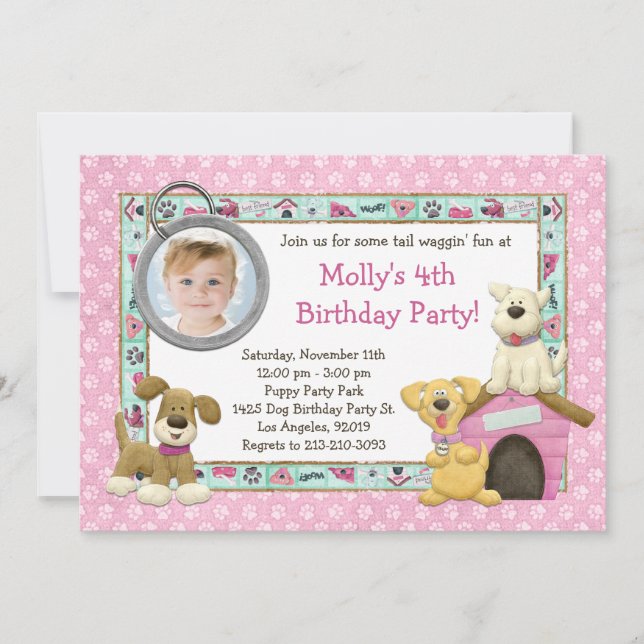 Invitation à la fête d'anniversaire du chien coque (Devant)