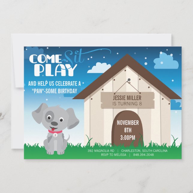 Invitation à la fête d'anniversaire du chien ou du (Devant)