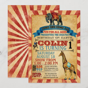 Invitation à la fête d'anniversaire du Cirque Vint