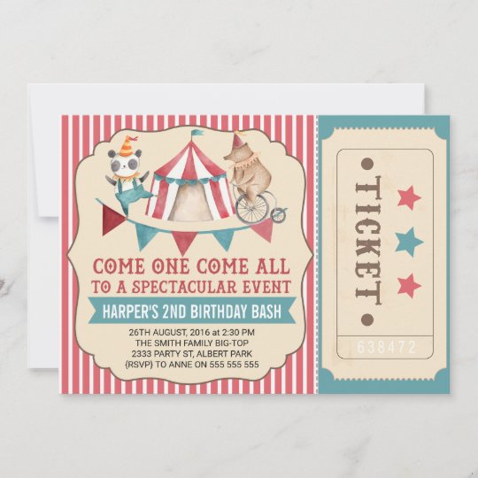 Invitation A La Fete D Anniversaire Du Cirque Vint Zazzle Ca