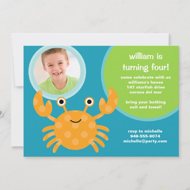 Invitation à la fête d'anniversaire du crabe (Devant)