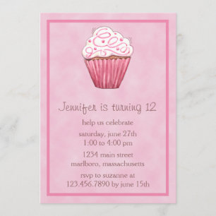 Invitation à la fête d'anniversaire du Cupcake suc