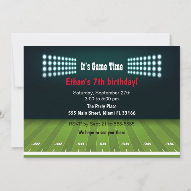 Invitation à la fête d'anniversaire du football am (Devant)