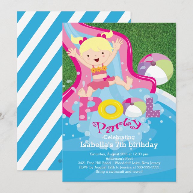 Invitation à la fête d'anniversaire du Fun Girl Po (Devant / Derrière)