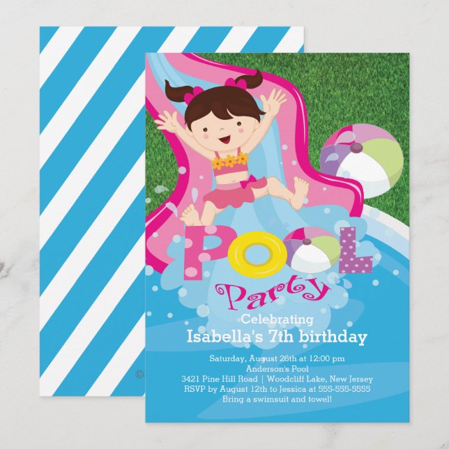 Invitation à la fête d'anniversaire du Fun Girl Po (Devant / Derrière)