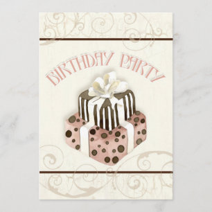 Invitation à la fête d'anniversaire du gâteau au c