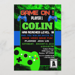 Invitation à la fête d'anniversaire du jeu vidéo p