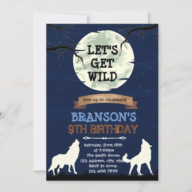 Invitation à la fête d'anniversaire du loup sauvag (Devant)