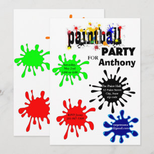 Invitation à la fête d'anniversaire du Paintball c