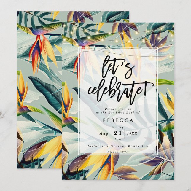 invitation à la fête d'anniversaire du palmier tro (Devant / Derrière)