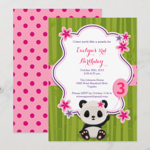 Invitation à la fête d'anniversaire du Panda - ros