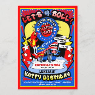 Invitation à la fête d'anniversaire du patin à rou