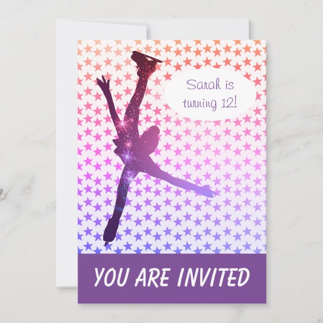 Invitation à la fête d'anniversaire du patinage su (Devant)