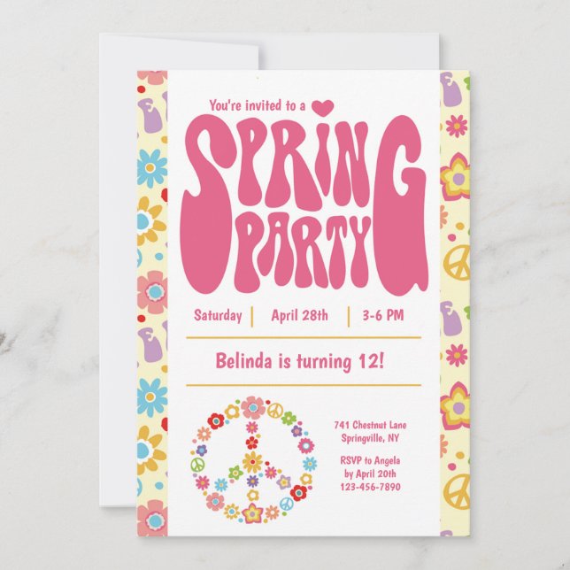 Invitation à la fête d'anniversaire du printemps (Devant)