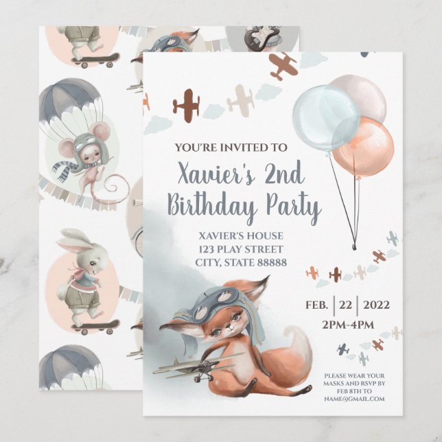 Invitation à la fête d'anniversaire du Renard vola (Devant / Derrière)