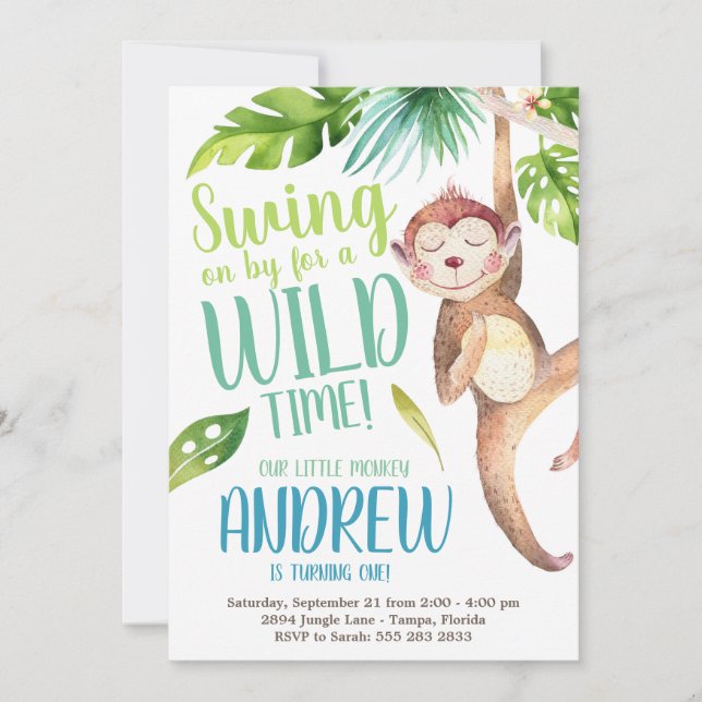 Invitation à la fête d'anniversaire du singe d'aqu (Devant)