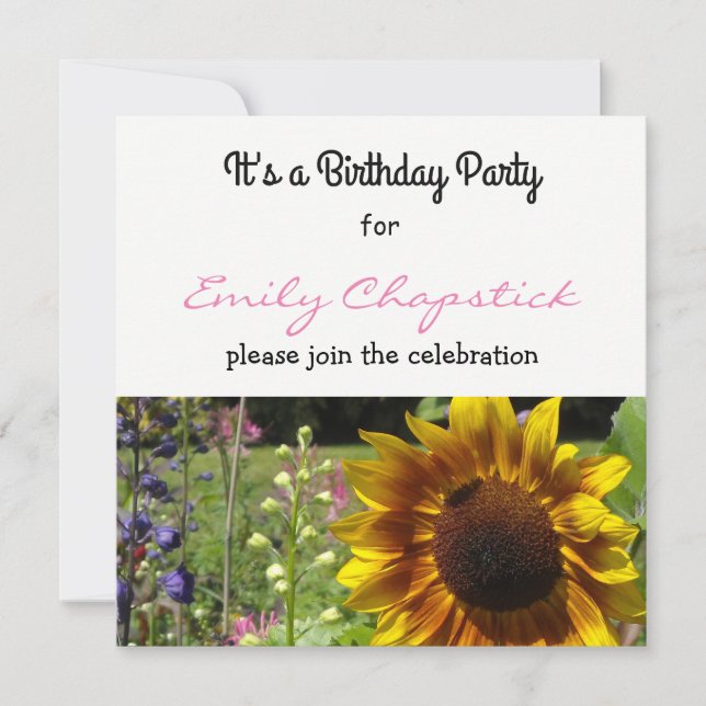 Invitation à la fête d'anniversaire du tournesol (Devant)